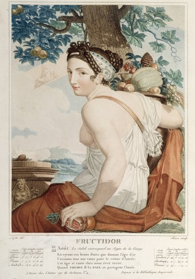 Fructidor (August-September), zwölfter Monat des Republikanischen Kalenders, graviert von Tresca, ca. 1794 von Louis Lafitte